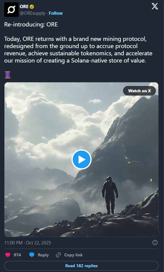 Solana生态革命:ORE协议深度解析——挖矿游戏化与100%回购通缩经济
