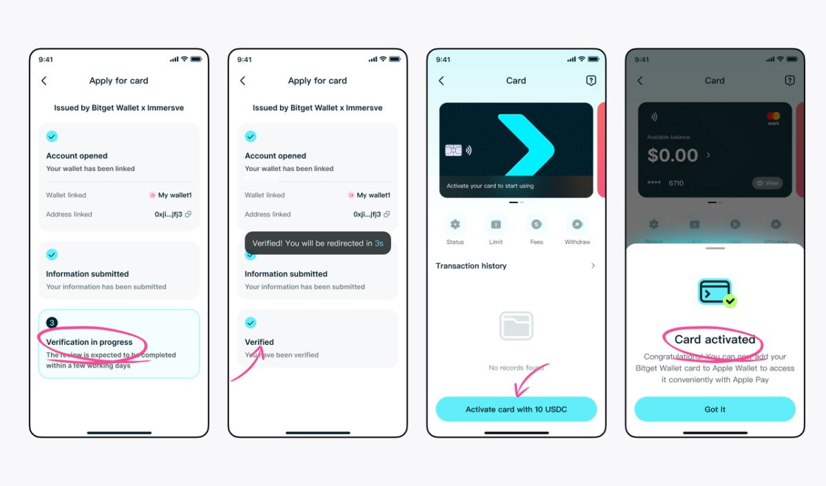 Bitget钱包卡激活界面